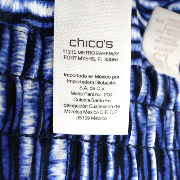 Chicos Pants 1.5 Womens Medium 10 Blue White Ankle Elastic Waist Pockets Resort - Picture 11 of 14